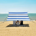 ALAZA Blue and Grey Stripe Beach Tent Sun Shelter Portable Canopy Sunshade for Outdoor Camping Picnics Backyard Fun 10x9 ft