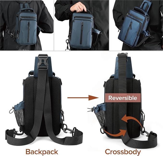 Anti Theft Crossbody Backpack Shoulder Sling Bag Men Women One Strap Motorcycle Messenger Bag Daypack for Cycling