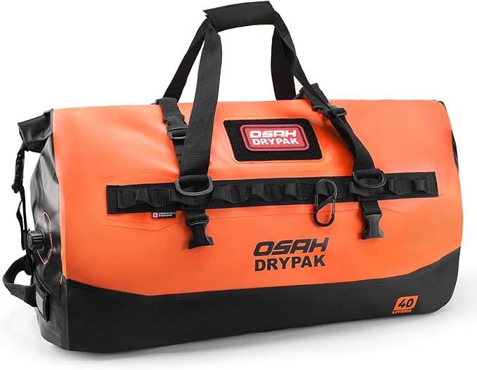 OSAH DRYPAK Waterproof Duffel Bag 25L/40L/60L – Heavy-Duty Motorcycle Tail Bag Roll-Top Dry Bag for Travel Camping Boating Kayaking Outdoor Adventure
