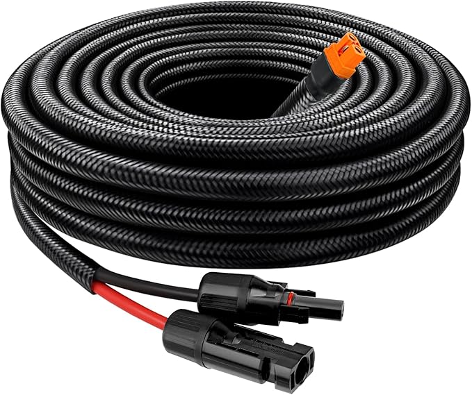 MOOKEERF Solar to XT60i Cable 10AWG with Flame Retardant Protective Sleeving - 10FT Solar Panel to XT60i Adapter Connector XT60i-F Extension Cable for Portable Power Station Solar Generator