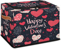 Happy Valentine Storage Bins with Zipper Lid Love Heart Fabric Lidded Storage Baskets Cubes with Handles Decorative Foldable Shelf Closet Organizer Container