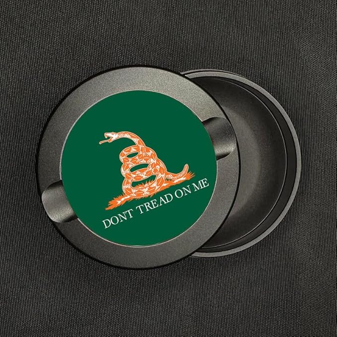 Brotherhood Metal Zyn Can | Metal Container for Zyn | Don't Tread on Me Flag | Gadsden Flag | Green Orange White