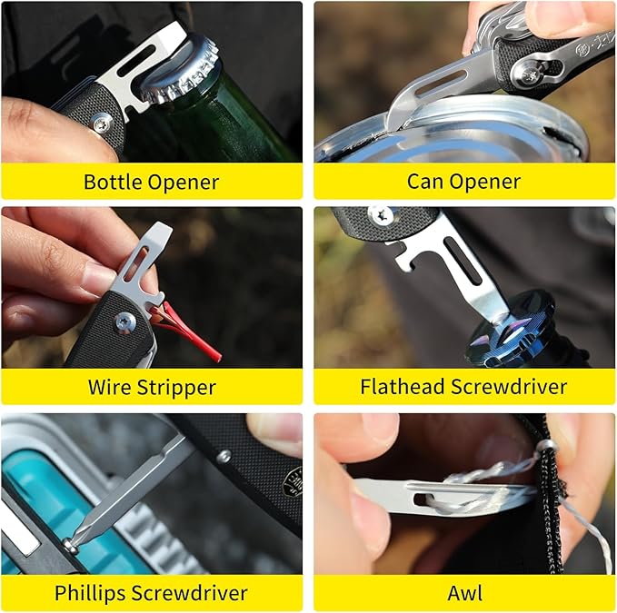 9-in-1 Multitool D2 Steel 440A Stainless steel Scissors Automobile safety hammer Screwdrivers Wire Stripper G10 Handle Camping EDC Home Repair Tool Gift for Men