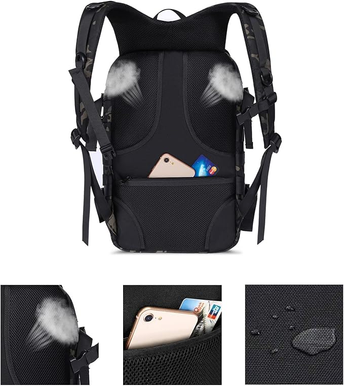 MOSISO 30L Tactical Backpack Military Daypack 3 Day Assault Rucksack Outdoor Hiking Hunting Fishing Camping Training Shoulder Bag with USA Flag Patch &amp USB Charging Port Night Camouflage