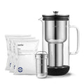 Aarke Purifier Regular Glass Pitcher Bundle w/Steel Filter BPA-Free 4 Pure Refill Granules - Filters Heavy Metals 2.4L Pitcher with 1.18L Filtration Capacity
