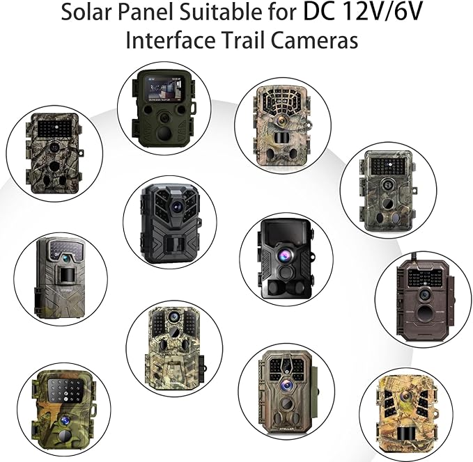 5W Solar Panel for Trail Camera 12V 6V Solar Battery Charger Kit with 5200mAh Rechargeable Battery Waterproof Hunting Accessory for Game Camera &amp Wildlife Camera