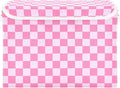 Collapsible Storage Bins with Lids Decorative Fabric Storage Cubes Closet Organizer and Storage Basket Boxes Containers for Clothes Box Chest Nursery Folding Rectangle Checkered Pink