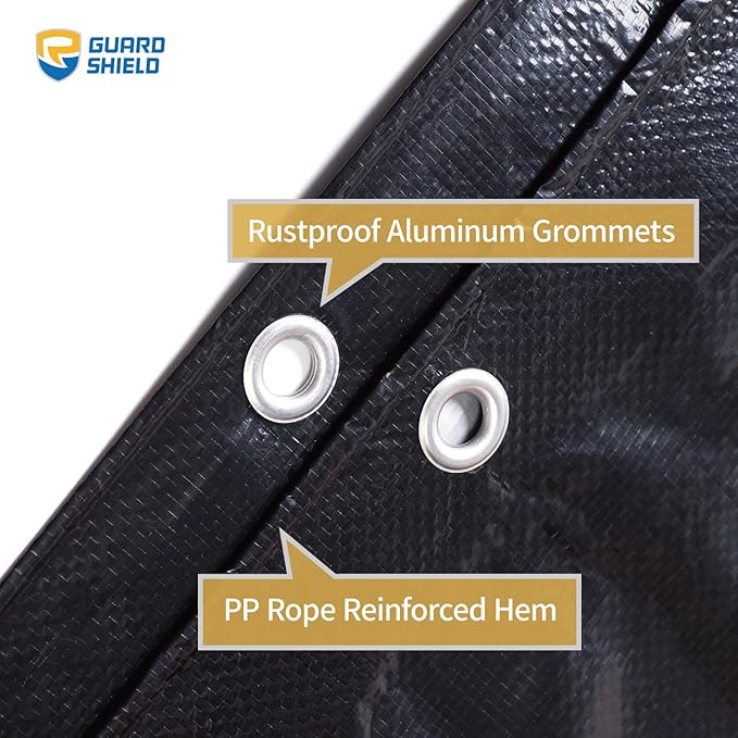 GUARD SHIELD Tarp 12x16 Feet Waterproof Black/Silver Tarps 8Mil Multi Purpose UV Resistant Cover for OutdoorCampingTentBoats
