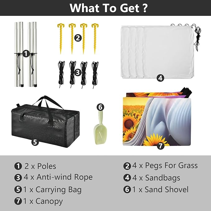 xigua Horse Beach Tent Sun Shelter with Carrying Bag - Silver Coated Oxford Fabric Beach Canopy for Beach Camping Fishing - Includes Windproof Ropes Sandbags &amp Stakes