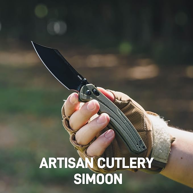 ARTISANCUTLERY Simoon Folding Pocket Knife 3.47 AR-RPM9 Steel Blade G10 Handle EDC Knife with Pocket Clip for Men Women Camping Survival Hiking Knives(ATZ-1882 Green)