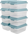 Hefty 18 Quart Hi-Rise Storage Bin with Lid Stackable Plastic Container for Home Office and Classroom Organization 8 Pack Smoke Blue