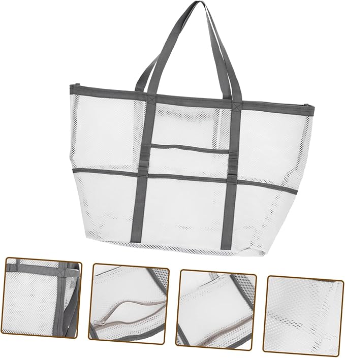 Housoutil 5pcs Mesh Shower Tote Bag Portable Mesh Shower Bag for Travel Beach Outdoor Activities for Bath Toys Daily Use