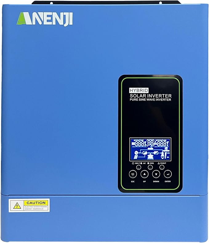 3000W Hybrid Inverter 24Vdc to 110Vac Solar Inverter Charger Built-in 80A MPPT Controller Pure Sine Wave PV Power Converter Supports Battery-Less or AGM Lithium Battery