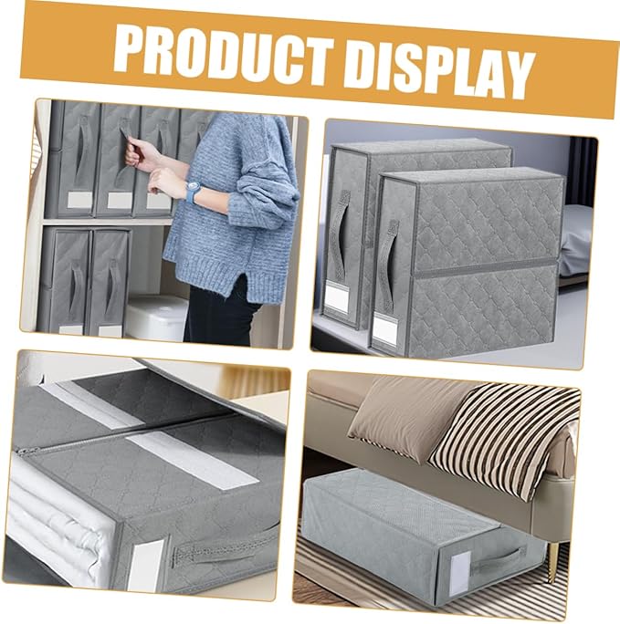 Foldable Bedding Organizer Zipper Closure Compact Storage Bin for Bed and Blankets Closet Storage Box Elegant Design for and Apartments Light Grey