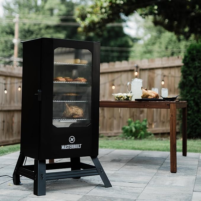Masterbuilt® 40-inch Digital Electric Vertical BBQ Smoker with Leg Kit Side Wood Chip Loader and 970 Cooking Square Inches in Black Model MB20070122