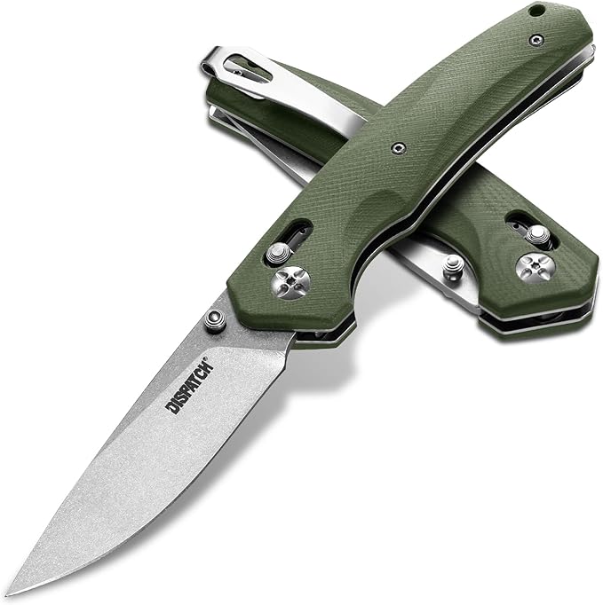 Axis Lock Folding Pocket Knife with Clip 3.44 8Cr13MoV Steel Drop Point Blade and G10 Handle Crossbar Lock Knives for Men Women Camping Hiking Survival Pocketknife
