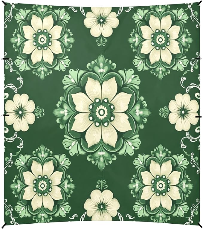 St Patrick's Day Flowers Green Beach Tent Sun Shelter Set UPF50+ UV Protection 10.5 x 9.19 FT Camping Shade Canopy with Sandbags Sand Anchors Carrying Bag and Others