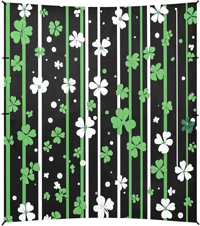 St Patrick's Clovers Stripes Beach Tent Sun Shelter Set UPF50+ UV Protection 10.5 x 9.19 FT Camping Shade Canopy with Sandbags Sand Anchors Carrying Bag and Others