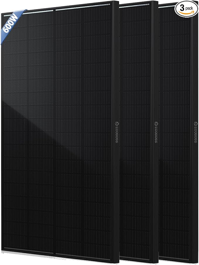 600 Watt Solar Panel 3 PCS 200W N-Type 16BB 12V Solar Panels with 25.6% High Efficiency IP68 Waterproof 30-Year Long-Lasting Monocrystalline Panels for RV Van Marine &amp Off-Grid Systems