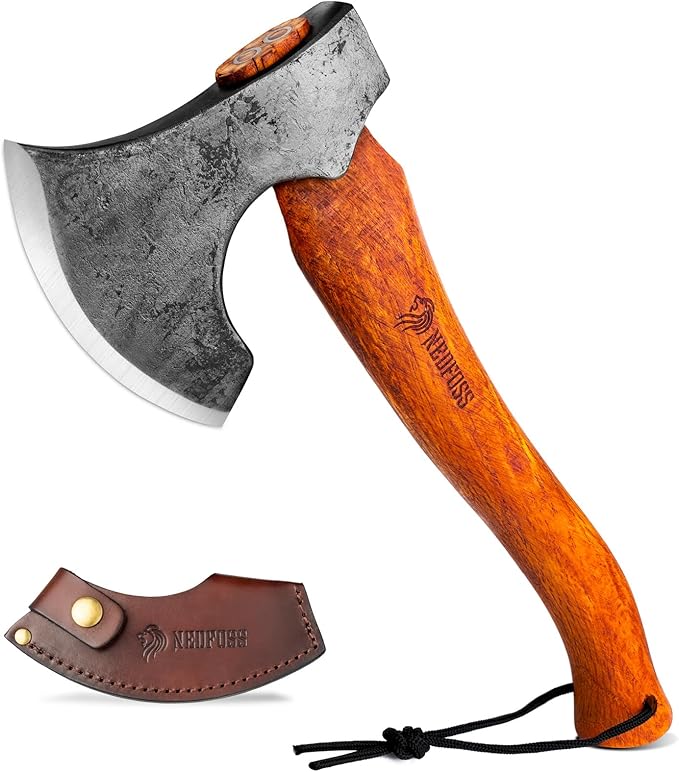 NEDFOSS Mammoth Camping Hatchet Axe 15 Camping Axe with 1065 High Carbon Steel &amp Wooden Handle Multi-Purpose Hatchet Axe for Camping Bushcraft and Survival Gift for Men