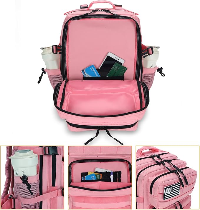 Lovelinks21 25L Tactical Backpack for Men and Women Military Backpack Small Assault Pack Molle Backpack Bug Out Bag Travel Rucksack Daypack (Pink)