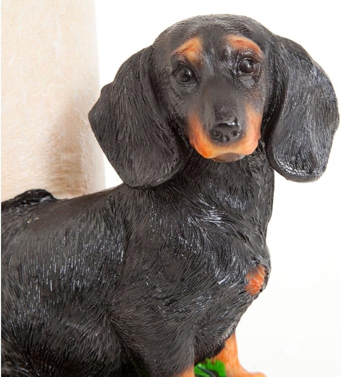 Bits and Pieces - Solar Dog Lantern-Solar Powered Garden Lantern - Resin Dog Sculpture with LED Light (Dachshund) - 13.5 Tall