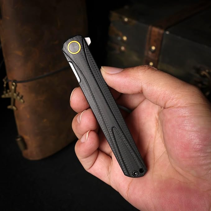 REMETTE EDC Pocket Knife Canyon 3.2 D2 Steel Tanto Blade G10 Handle Small Folding Knife with Pocket Clip for Men Women Sharp Camping Hiking Knives (Silver)