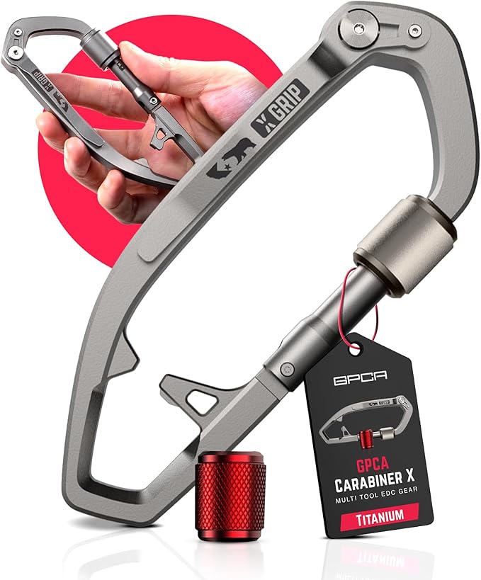 GPCA Carabiner Multitool - Carabiner Heavy Duty Key Clip for Keys Bottle Opener Screwdriver Box Cutter Ruler Keychain Clip Keychain Organizer EDC Gear for Camping &amp Hiking - Gifts for Men