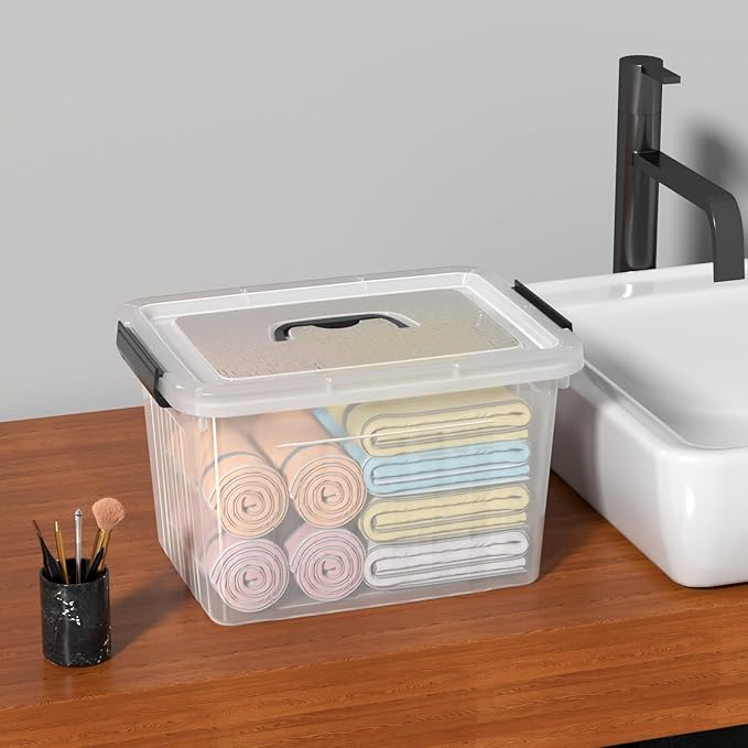 18 Quart Clear Plastic Storage Box with Handle Latching Bins with Lid 4 Packs