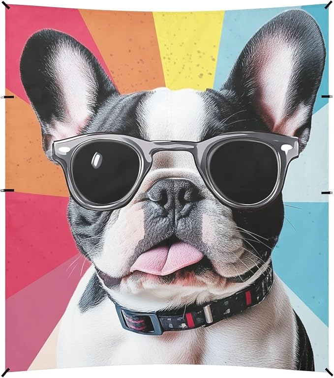 ALAZA Cool Cute French Bulldog Puppy Beach Tent Sun Shelter Portable Canopy Sunshade for Outdoor Camping Picnics Backyard Fun 10x9 ft