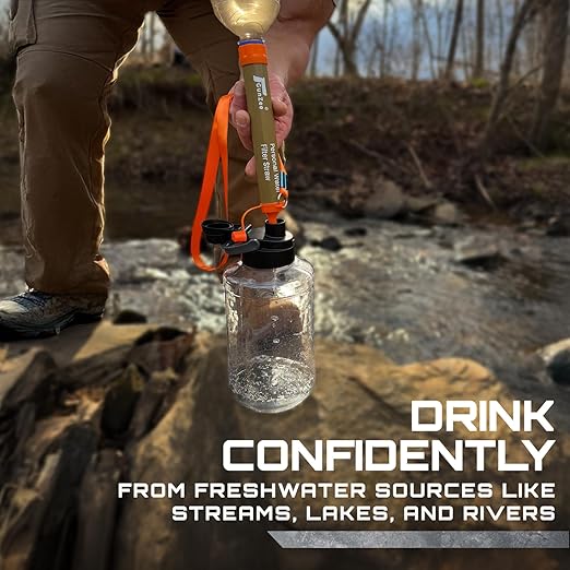 GunZee Personal Water Filter Straw Reusable Straws for Drinking Clean Filtered Water Portable &amp Lightweight Ideal for Camping Hiking Fishing and Backpacking Survival Gear and Supplies 4-P