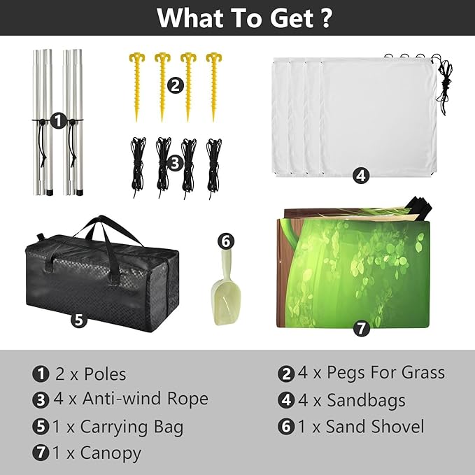 St Patrick's Day Rainbow Coins Pot Beach Tent Sun Shelter Set UPF50+ UV Protection 10.5 x 9.19 FT Camping Shade Canopy with Sandbags Sand Anchors Carrying Bag and Others