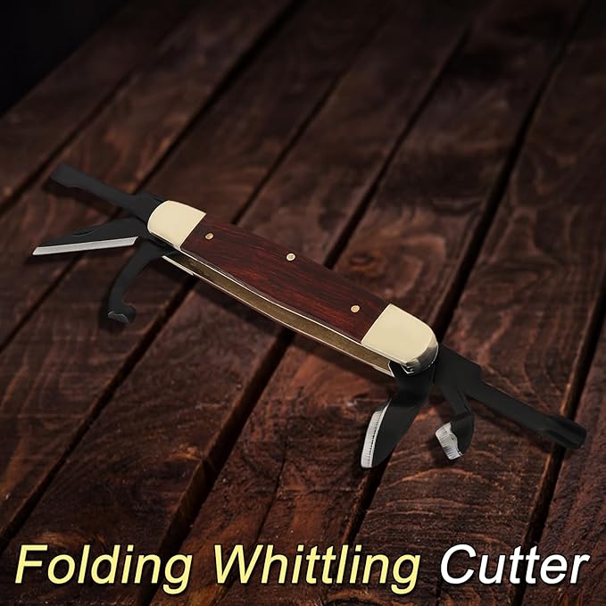 Carvin' 6in Traditional Folding Whittling Knife Wood Carving tools with 1.5in Detail Blade Sawcut Handle Nickel Silver Bolsters &amp Convenient Size for Carving Camping EDC Woodworking Outdoor