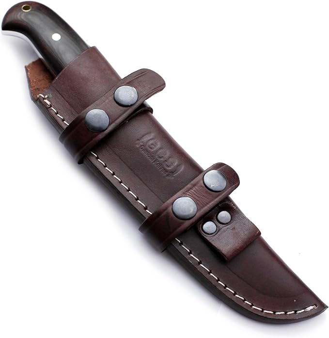 GCS Custom Handmade BROWN MICARTA HANDLE D2 Tool Steel Tactical Hunting Survival Knife Buffalo Hide Sheath GCS174