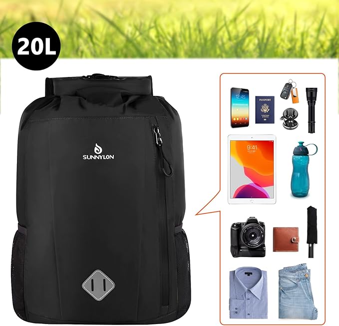 Dry Bag Backpack 20L Dry Bag Waterproof with Waist Pouch and Phone CaseRoll top Dry bag for kayakingMarine dry bag for Kayaking Beach Rafting Boating Hiking Camping and Fishing