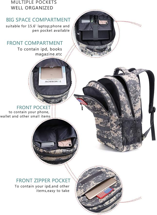 4land Camo Backpack for BoysArmy Boys Backpacks for Elementary Middle School MilitaryCamouflage Bookbag 40L
