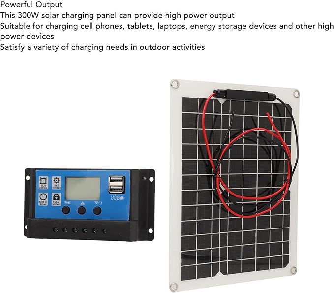 300W Solar Panel Kit DC 12V 24V 50A High Efficiency Solar Charger IP67 Waterproof with Controller for RV Camper