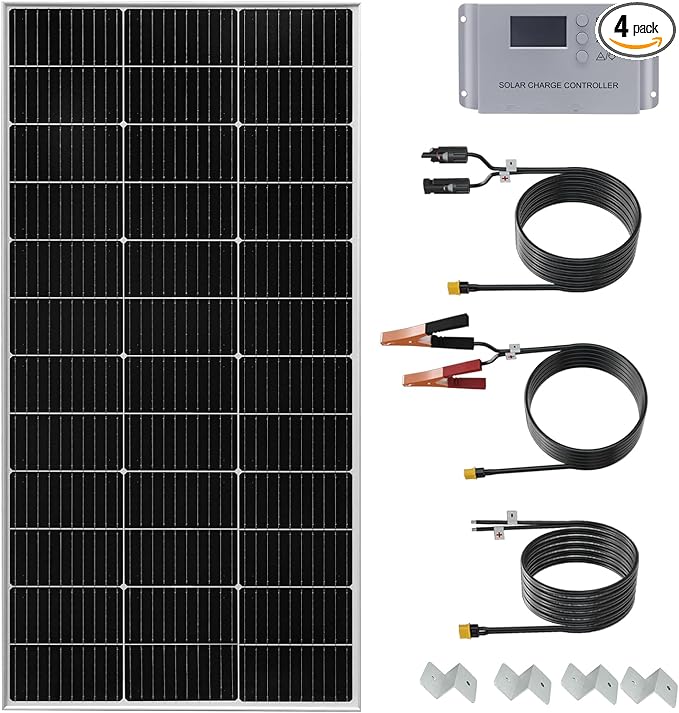 120 Watt 12Volt Solar Panel Starter Kit Monocrystalline Module 10A Charge Controller for RV Boats Trailer CamperCabin Off-Grid System(120W Solar kit)