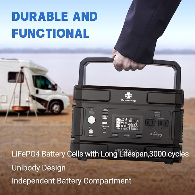 Portable Power Station 500W 512Wh Portable Power Generator AC Outlets USB Ports Solar Generator for Camping Travel Home Emergency CPAP Use