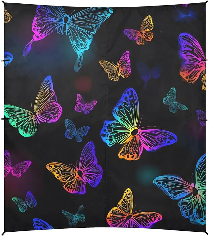 ALAZA Colorful Neon Butterfly Pattern Beach Tent Sun Shelter Portable Canopy Sunshade for Outdoor Camping Picnics Backyard Fun 10x9 ft