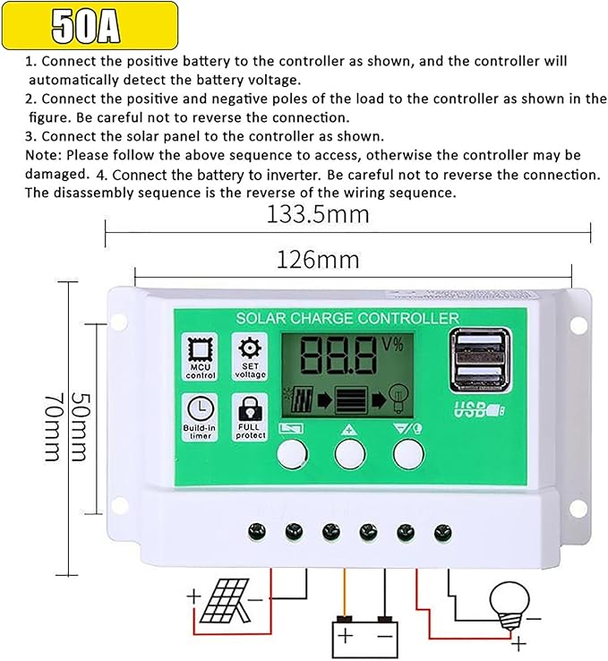 4000W 6000W Complete Solar Inverter Kit 12V to 110V 220V with 50A Controller and 100W Solar Panel for Home and Outdoor Power System(6000W12V-220V)
