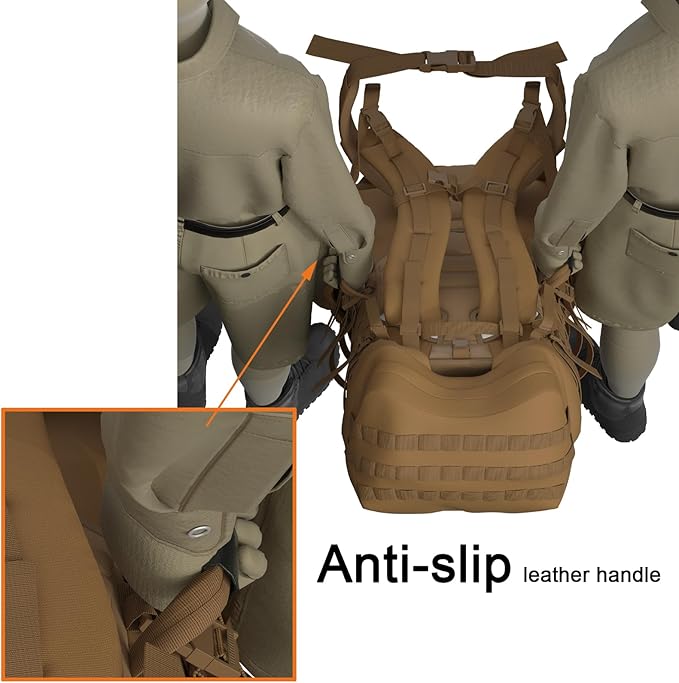 MT Military Army Large Rucksack with Detacheable Assault Backpack Hydration Pack Shoulder Straps and Waist Belt Metal Frame | Detacheable Hydration Pack Shoulder Straps Waist Belt Metal Frame