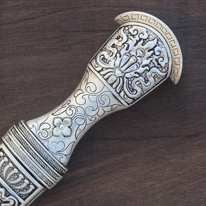 Fixed Blade Knife Chinese Tibetan Knife with Ornate Handle Celtic Knot Design Steel Blade with Sheath