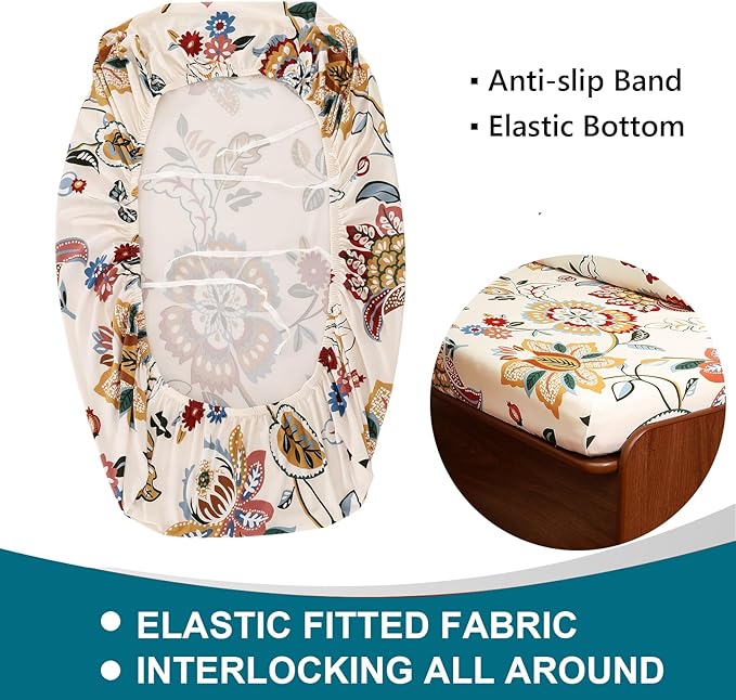 KRFOONN RV Dinette Cushion Covers Stretch Camper Cushions Cover Replacement Couch Cushion Slipcovers Washable Loveseat Slipcovers for Travel Trailer Couch Includes 2 Backrest Cover &amp 2 Bench Cover