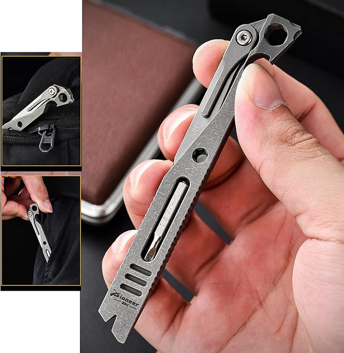 EDC Multitool Pry Bar with Utility knife Bottle Opener EDC Pocket Tool Gifts for Men (stonewashing)
