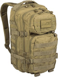 Mil-Tec Unisex Assault Pack - Rugged Durable Lightweight Ergonomic Versatile Tactical Outdoor Camping Hiking Backpack with Adjustable Padded Shoulder Straps &amp MOLLE Loops Coyote 20L