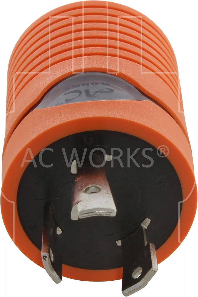 AC WORKS Generator to Transfer Switch L14-30 Inlet Box Adapter (L5-30 30Amp 3-Prong to L14-30 Compact)