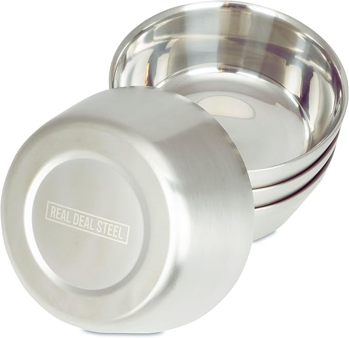 Stainless Steel Insulated Bowls for Kids and Adults - 20 Oz Double Wall Metal Bowls for Ice Cream Soup Cereal Snack Rice Dish Camping Bowl (Stainless Steel)