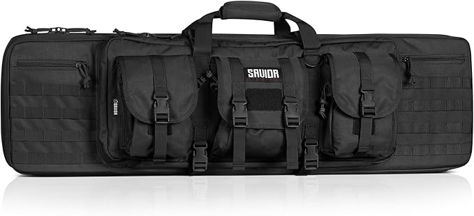 Savior Equipment American Classic Tactical Double Long Gun Bag Pistol Transportation Case w/Backpack Strap Lockable Compartment Available Length in 32 36 42 46 51 55