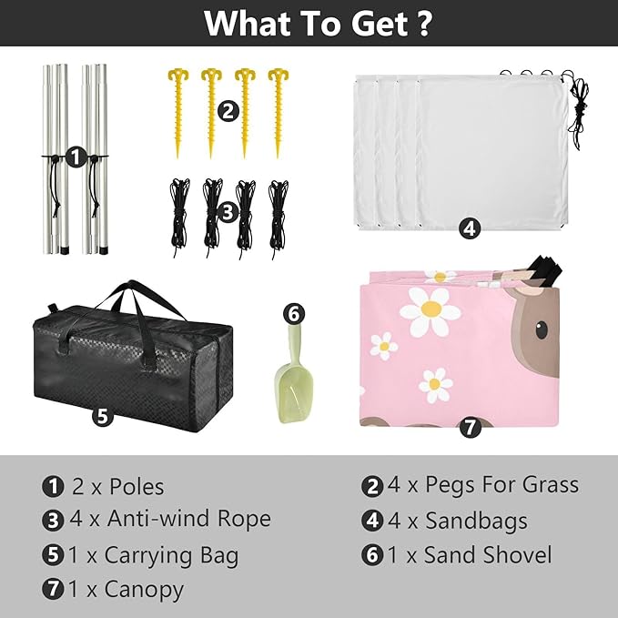 Beach Canopy with Windproof Ropes &amp Sandbags Beach Tent Sun Shade Sun Shelter for Camping Trips Fishing Backyard Fun or Picnics Bear
